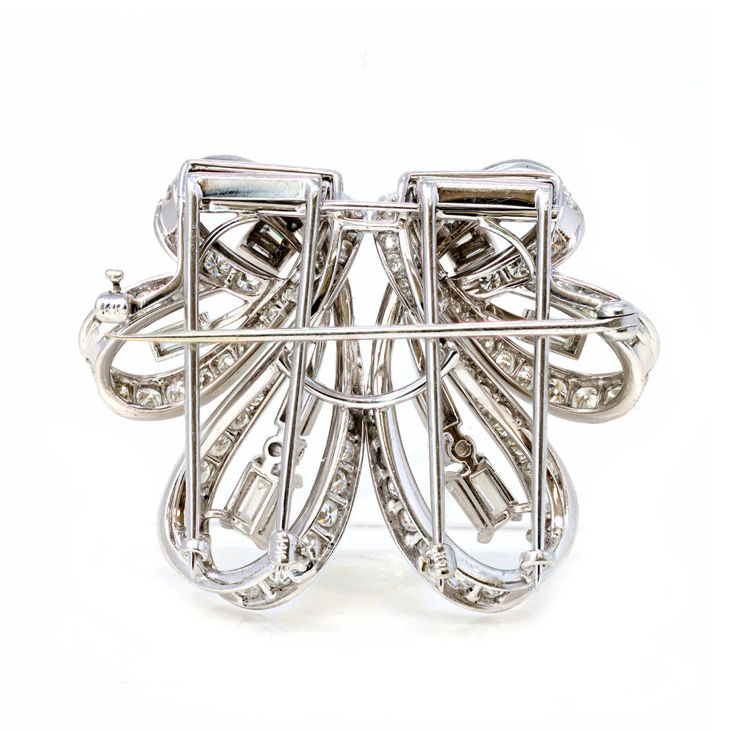 8.50 Carat Diamonds Double Clips/Brooch in Platinum and Gold, circa 1940 back view