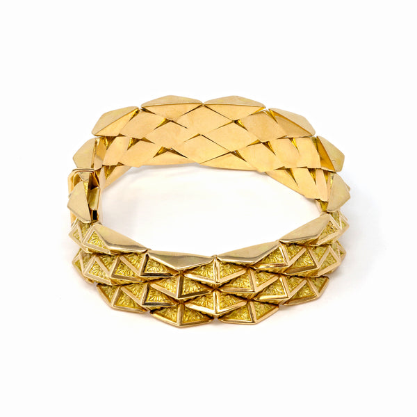 アクセサリー 60s GeometricBar Design Bracelet vintage Italian 1960s 18 Karat Yellow Gold Pyramidal Link Bracelet