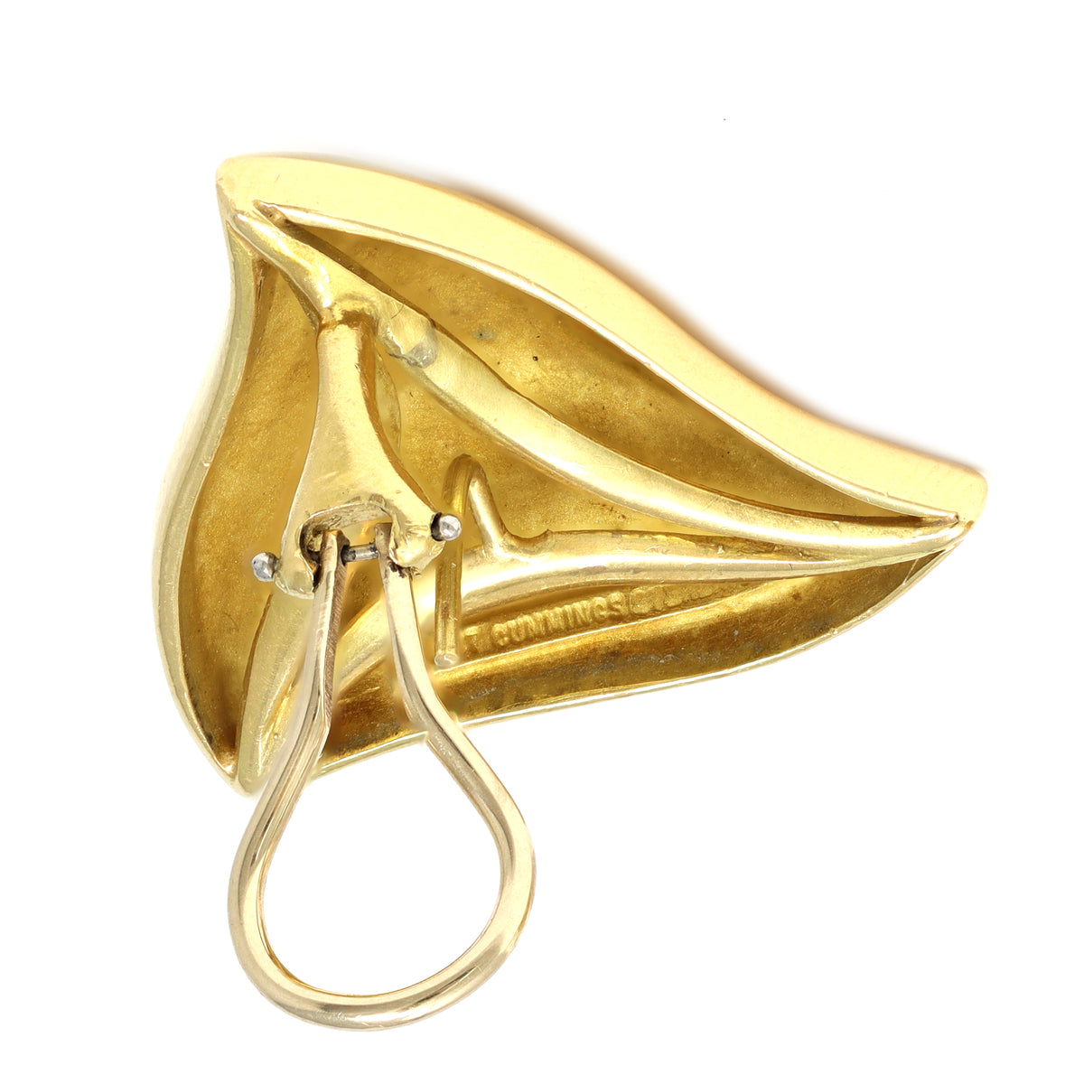 Signed Angela Cummings Pyramidal Clip On Earrings in 18 Karat Yellow Gold Makersmark view