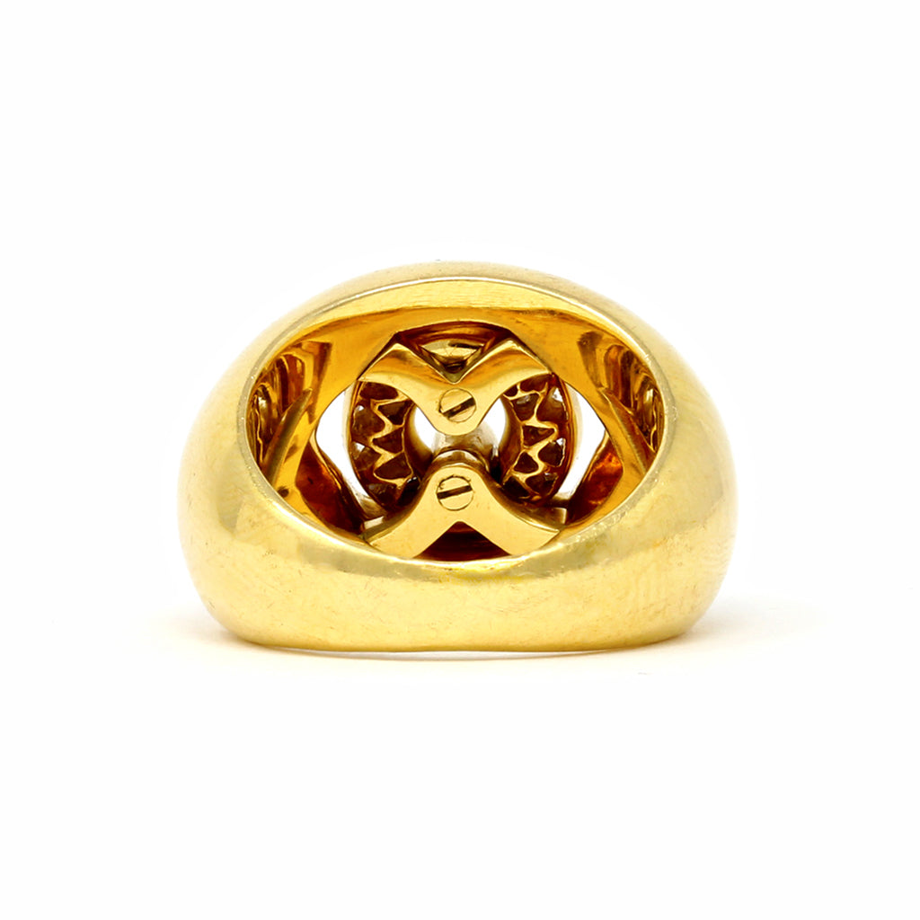 Bvlgari Cuore Diamond Gold Cocktail Ring in 18 Karat Yellow Gold back view