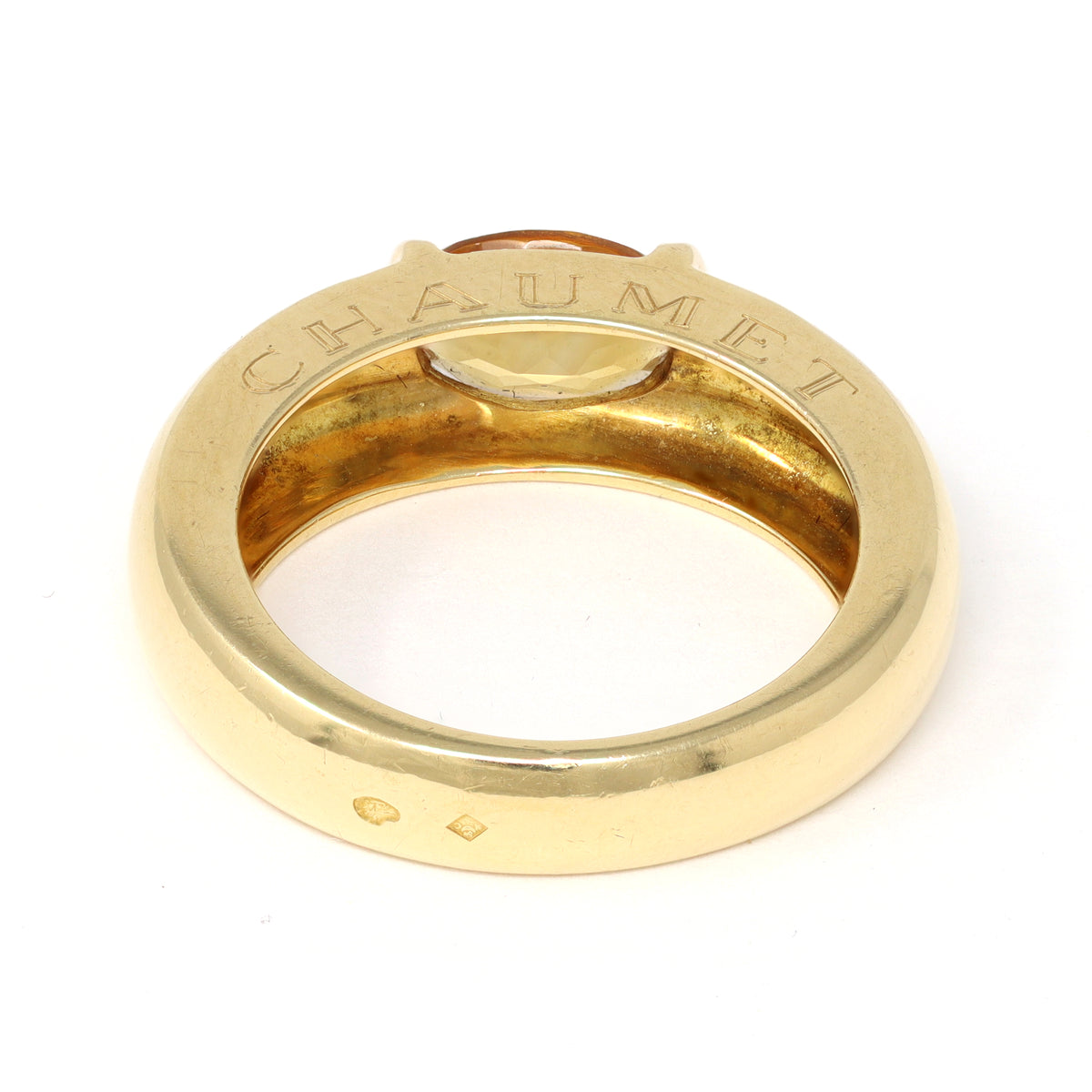 Signed Chaumet Paris Citrine Ring in 18k back view