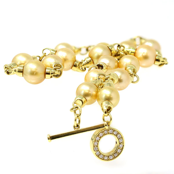 Natural Gold South-Sea Pearl Necklace with Diamond Clasp - ROSARIA VARRA  FINE JEWELRY