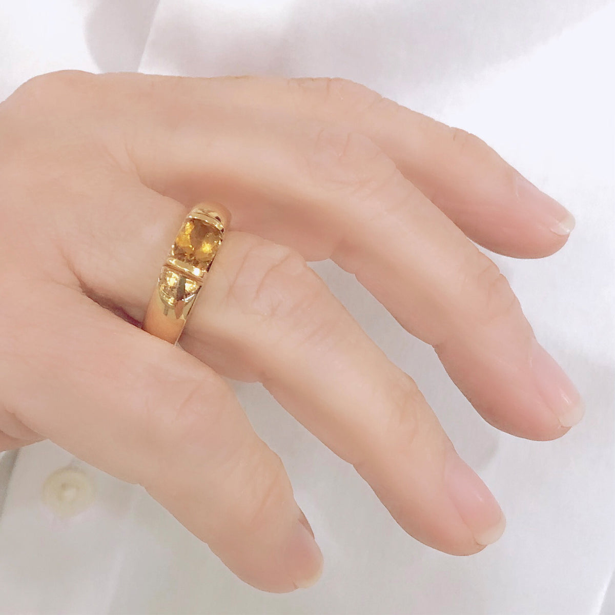 Signed Chaumet Paris Citrine Ring in 18k model view