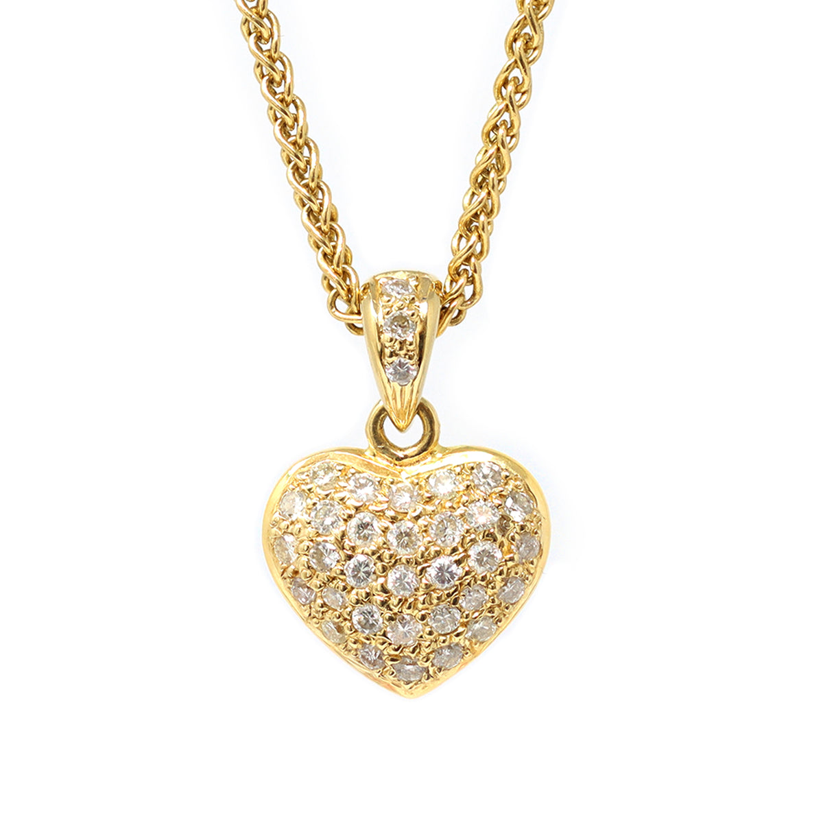 18 karat yellow gold diamond heart pendant necklace