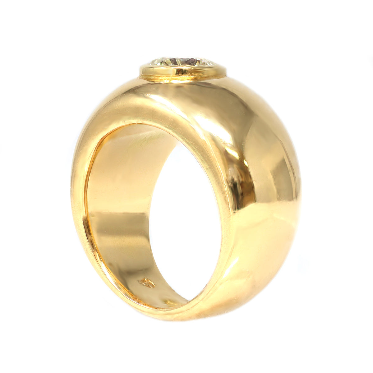 Signed Rosaria Varra 18k Yellow Gold Gypsy Diamond Ring