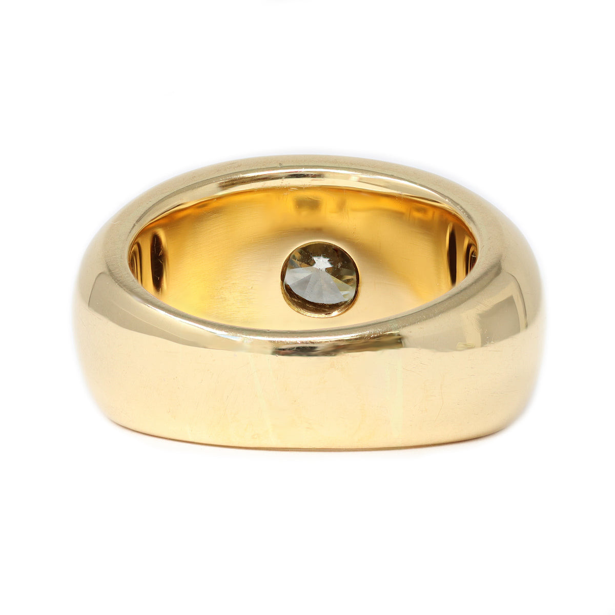 Signed Rosaria Varra 18k Yellow Gold Gypsy Diamond Ring