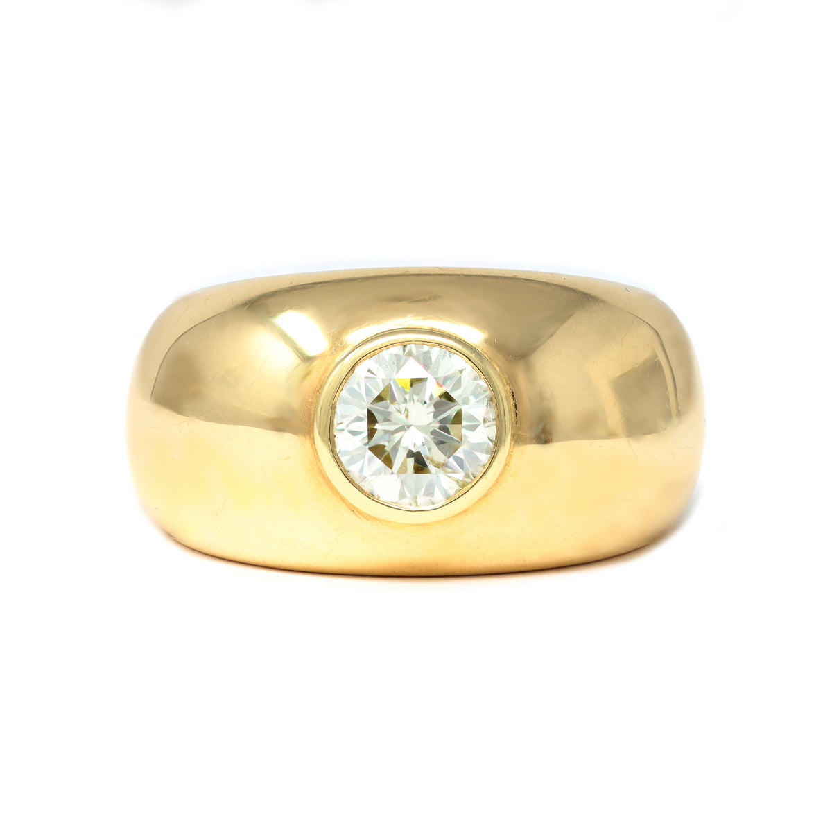 Signed Rosaria Varra 18k Yellow Gold Gypsy Diamond Ring