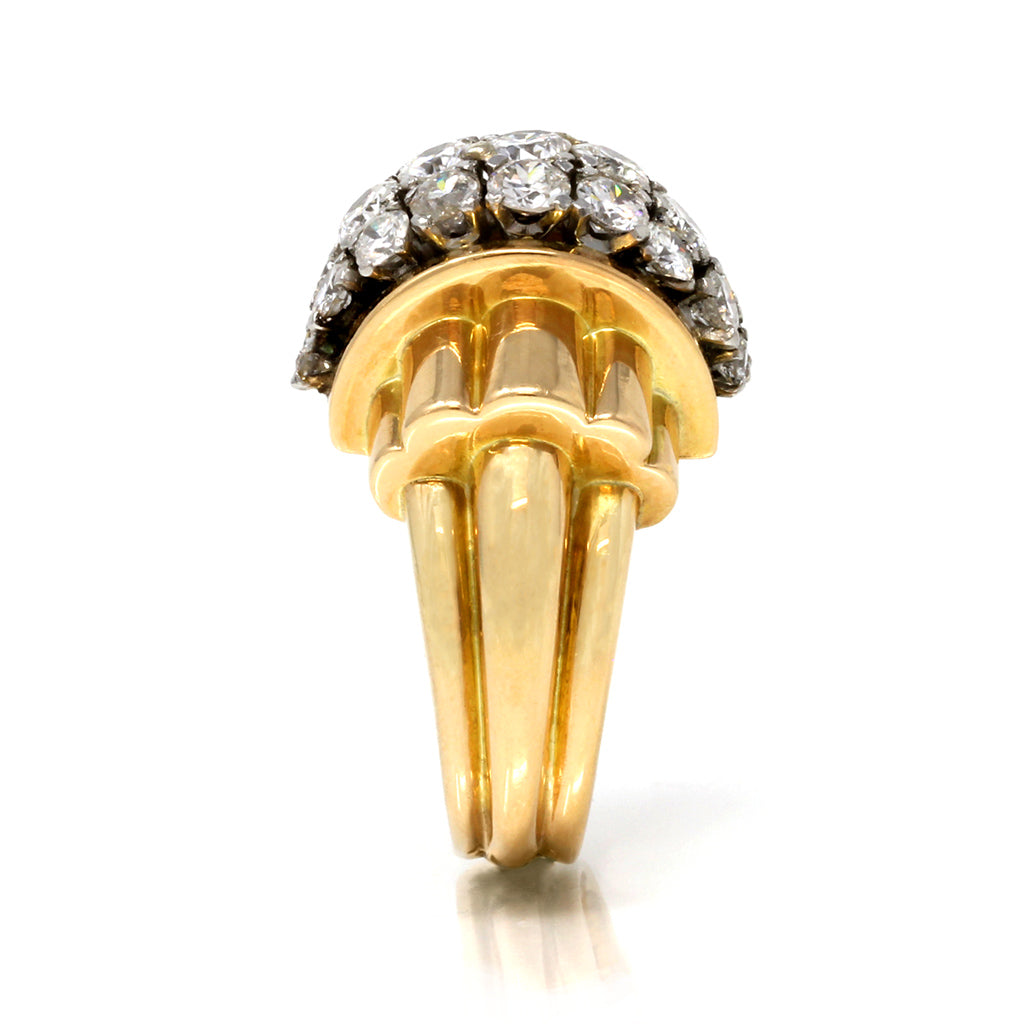 Retro Diamond Cocktail Ring, circa 1940 side view