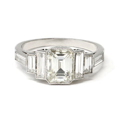 Emerald cut with side on sale baguettes