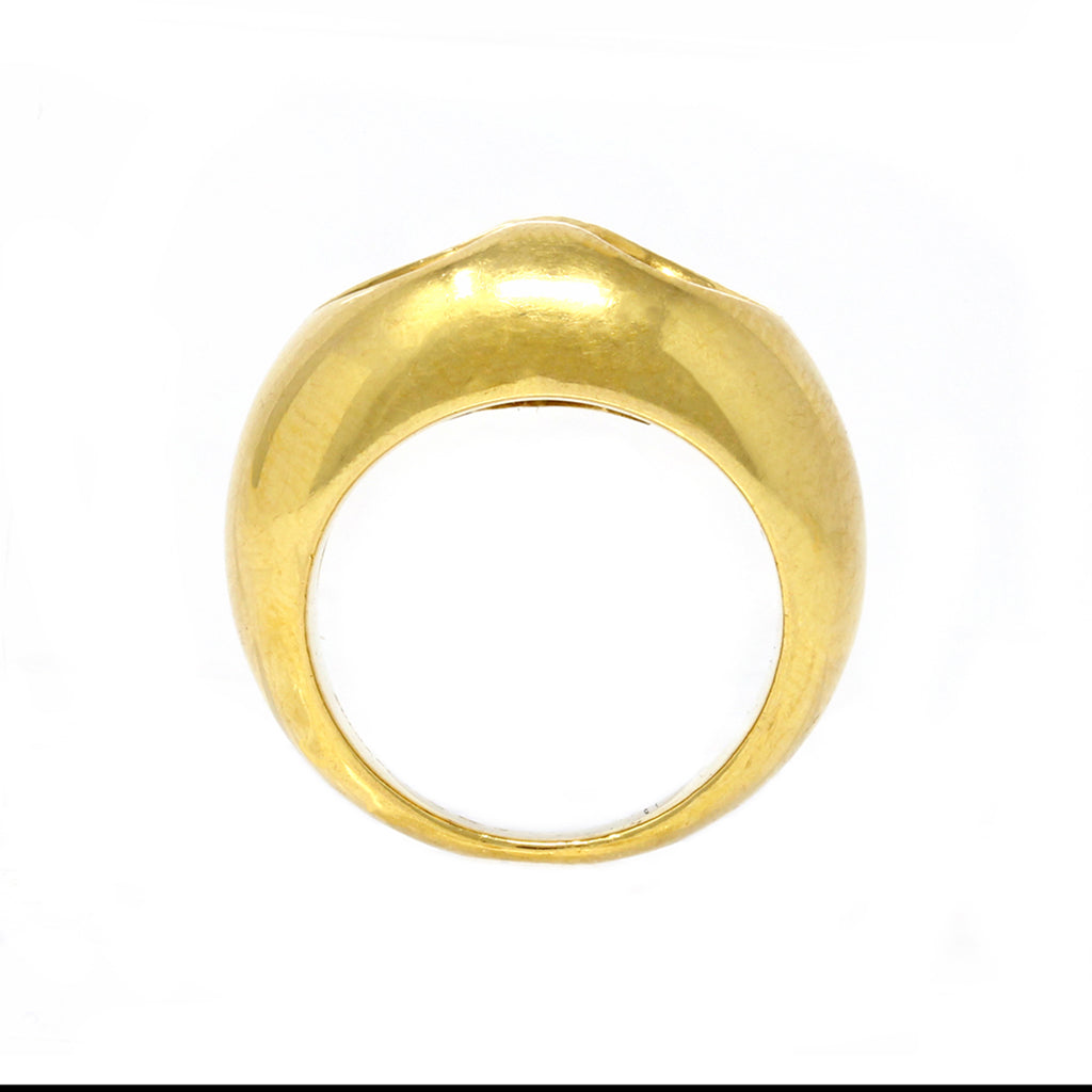 Bvlgari Cuore Diamond Gold Cocktail Ring in 18 Karat Yellow Gold front view