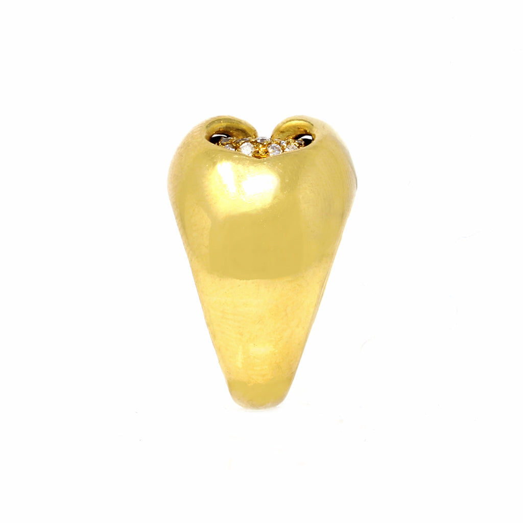 Bvlgari Cuore Diamond Gold Cocktail Ring in 18 Karat Yellow Gold profile view