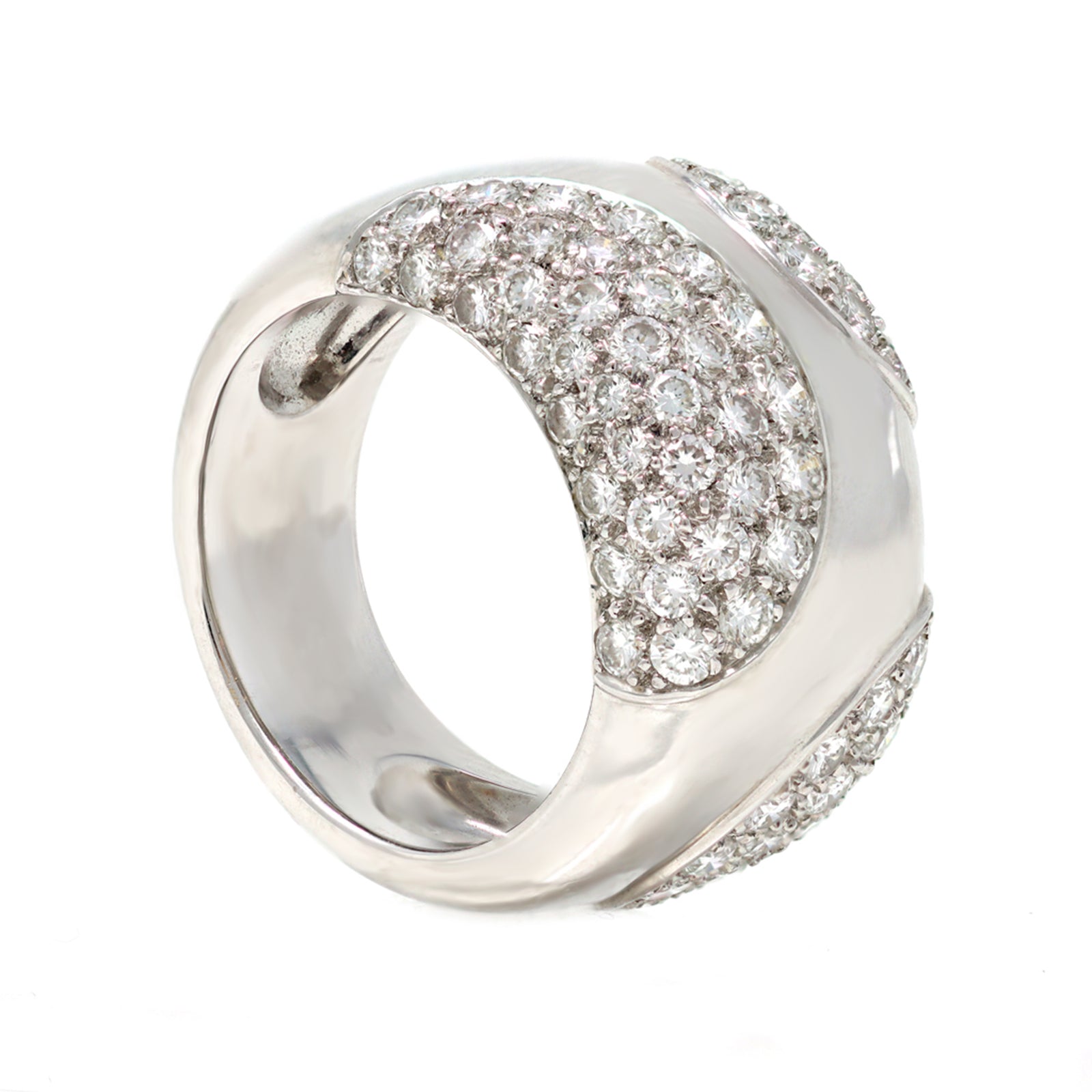 Cartier Diamond & 18k White Gold Band Ring angle view