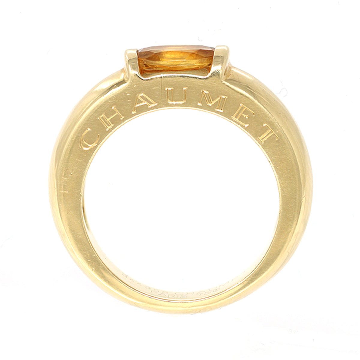 Signed Chaumet Paris Citrine Ring in 18k front view