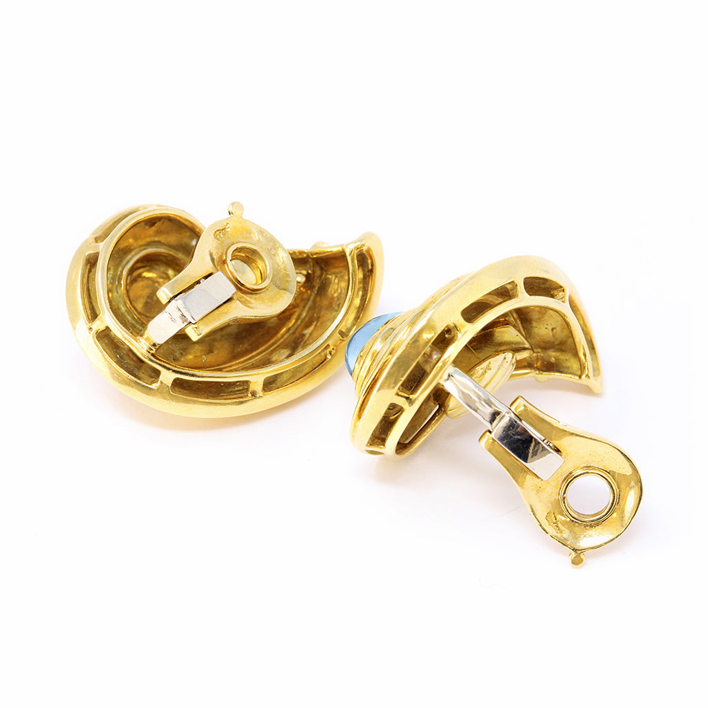 Chopard Casmir 18 karat yellow Gold amethyst and aquamarine clip on earrings