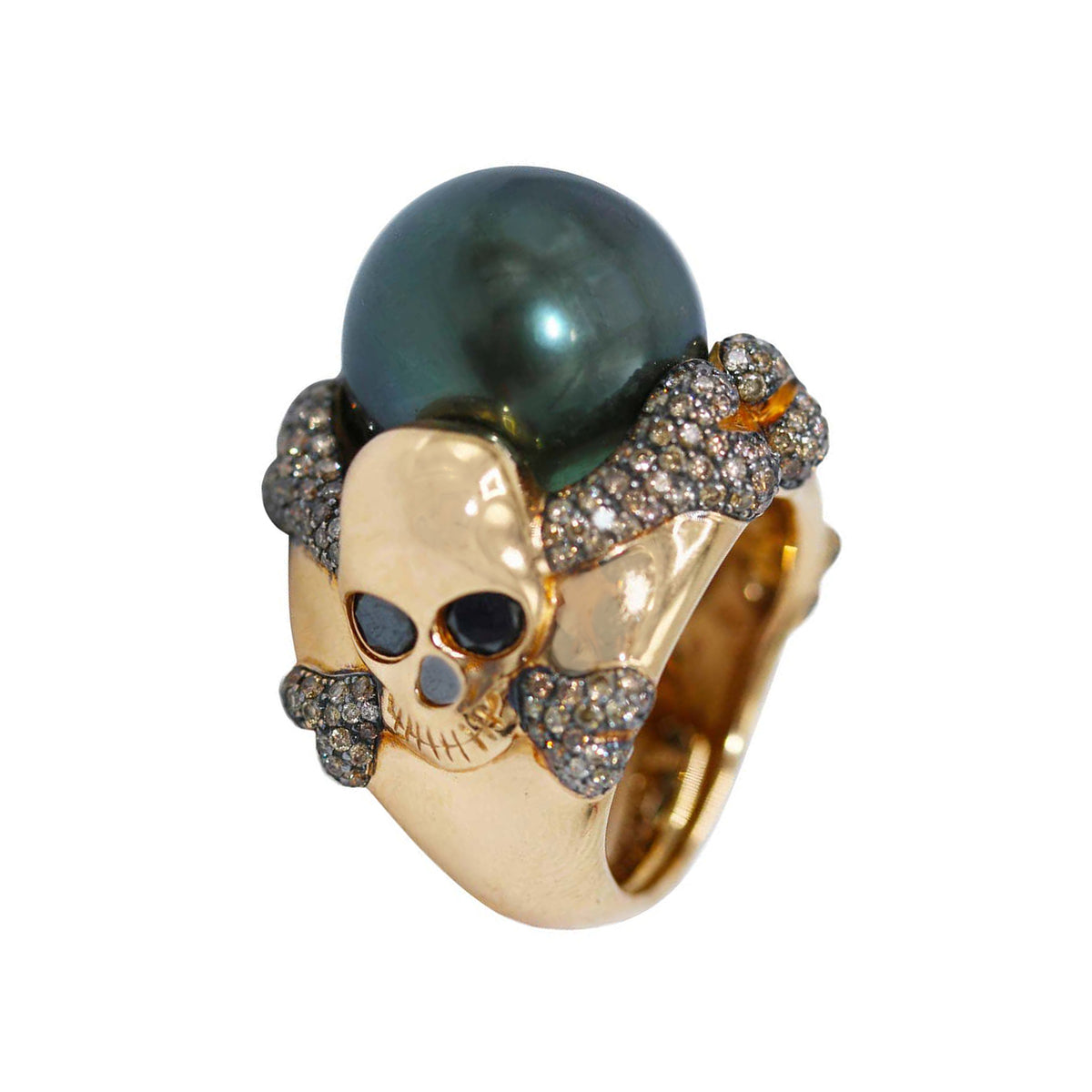 De Grisogono South Sea Pearl and Colored Diamond Skull Ring