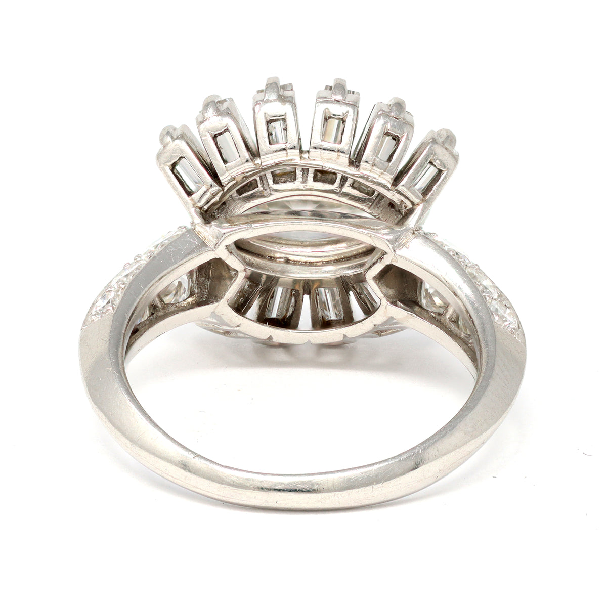 French Platinum Marquise Diamond Cocktail Ring, Circa 1950 back view