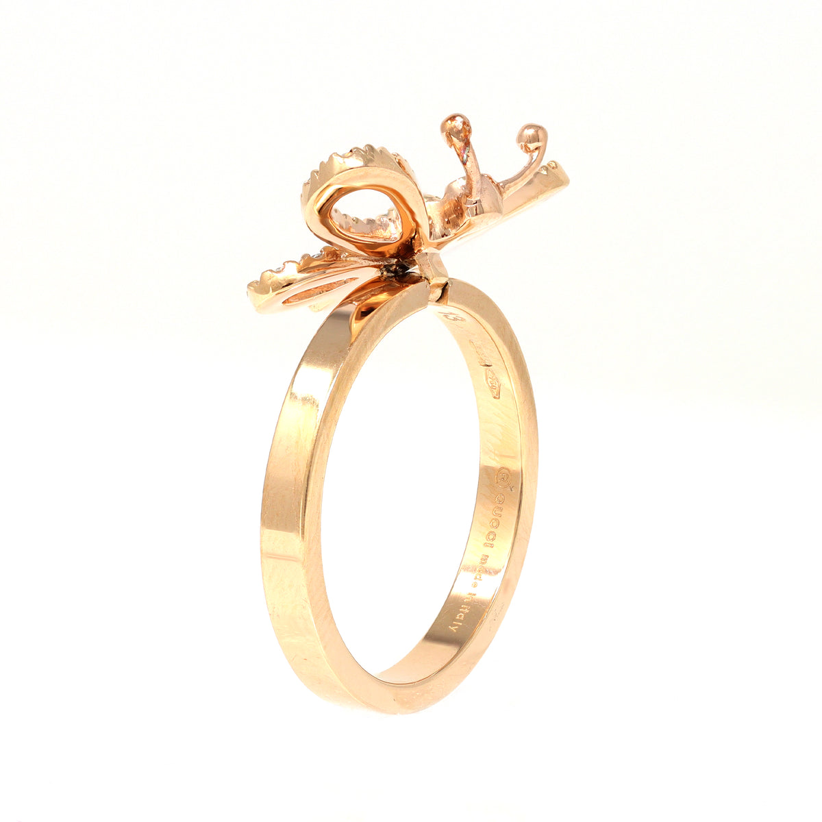 Gucci Flora Farfalla 18k Rose Gold Ring angle view