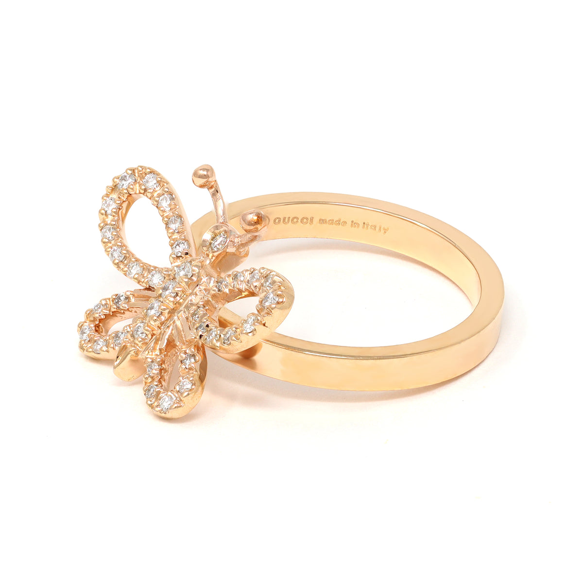 Gucci Flora Farfalla 18k Rose Gold Ring makers mark view