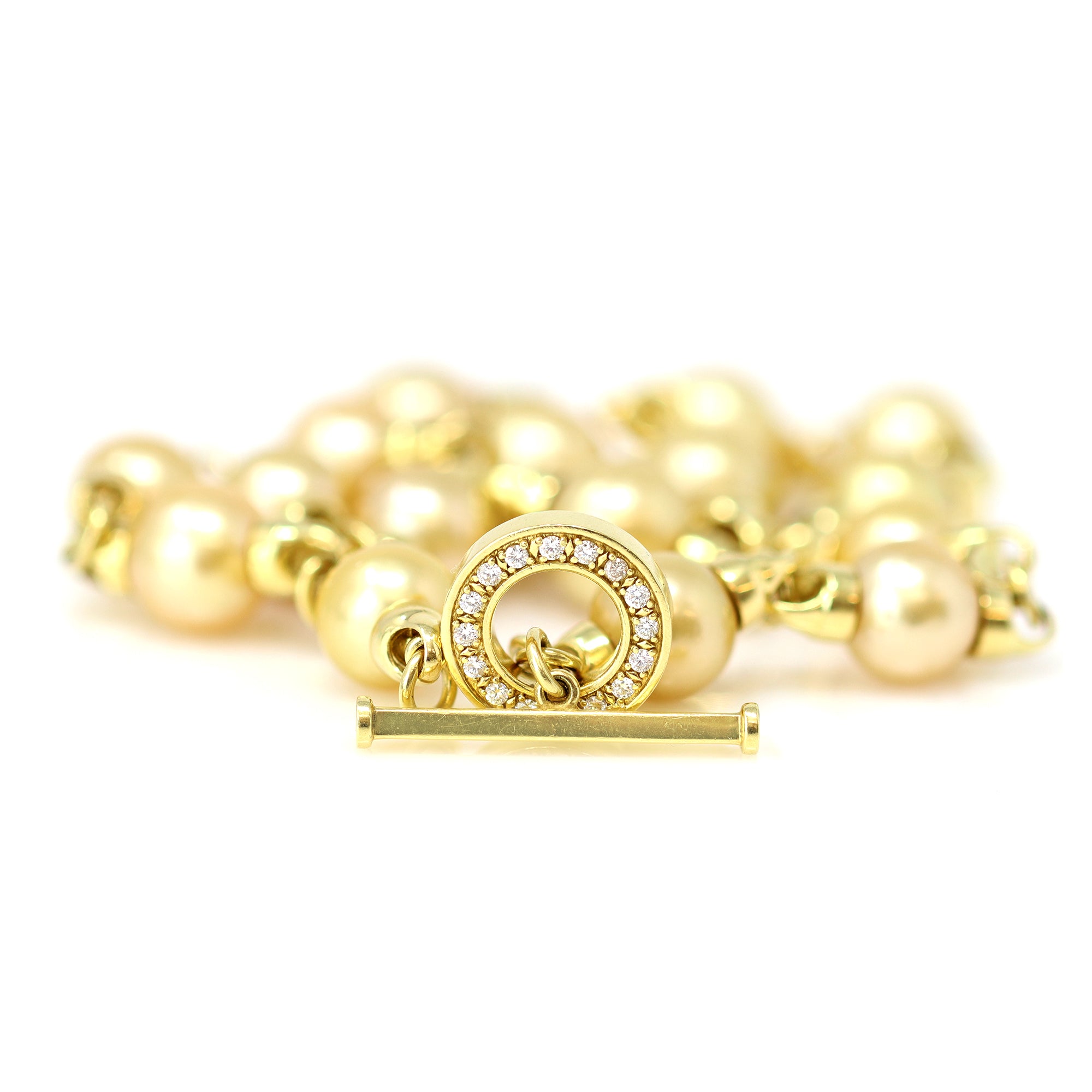 Natural Gold South-Sea Pearl Necklace with Diamond Clasp - ROSARIA VARRA  FINE JEWELRY