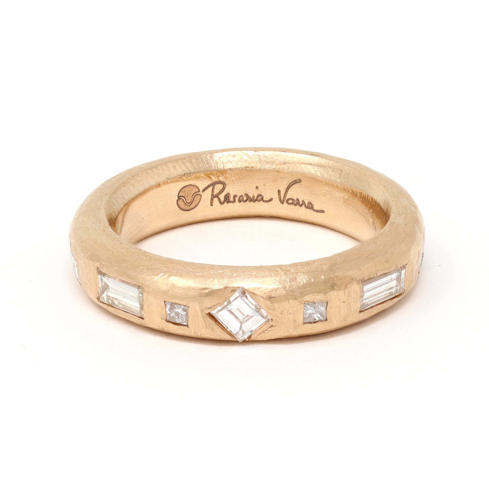 Rosaria Varra Diamond Band Ring in 18K Rose Gold makers mark view