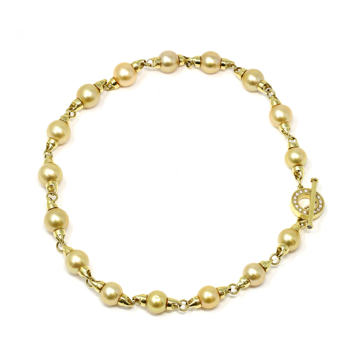 Rosaria Varra Natural Gold South Sea Pearl Station Necklace in 18 Karat Gold