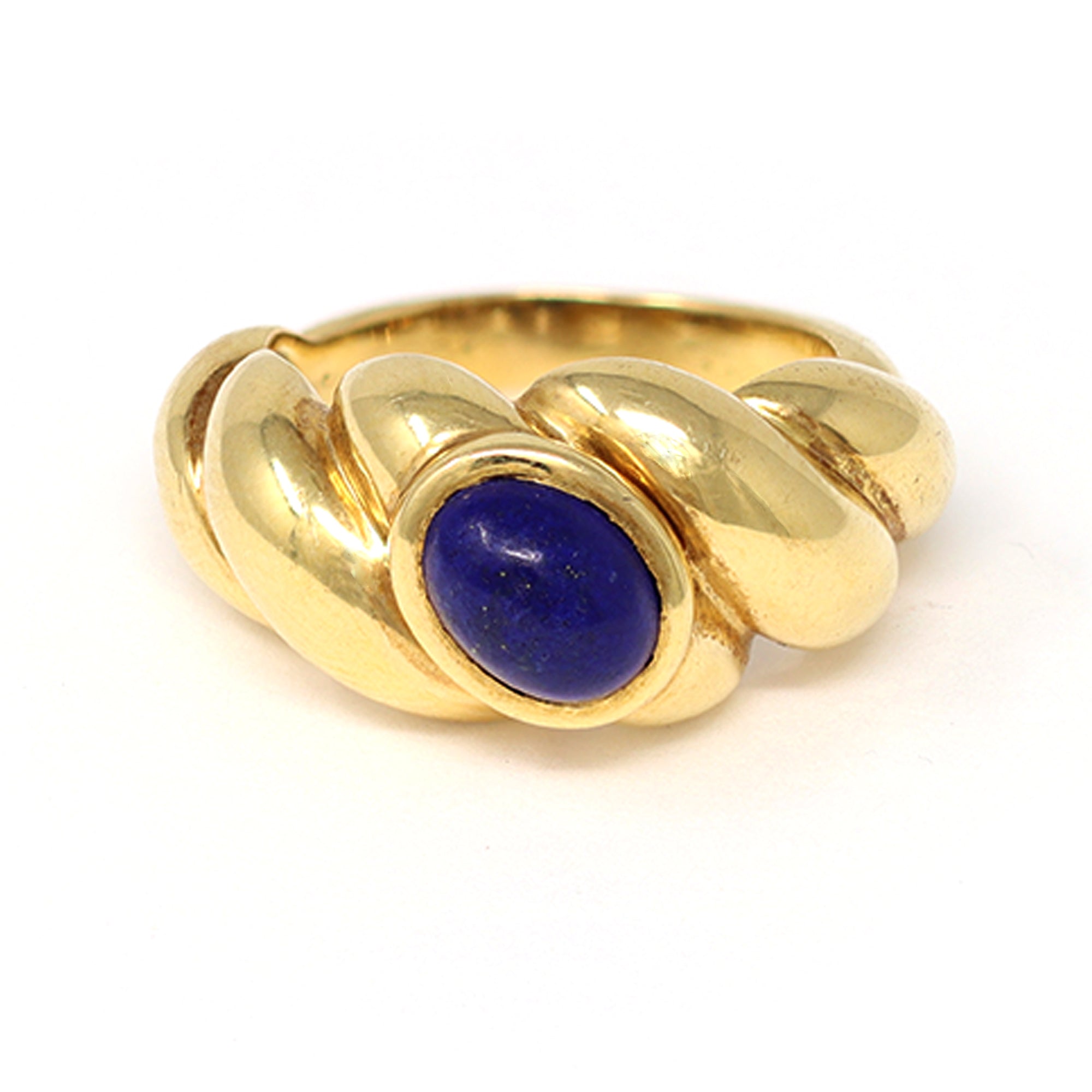 Van Cleef & Arpels Lapis Lazuli Cabochon Ring Set in 18k Yellow Gold top view