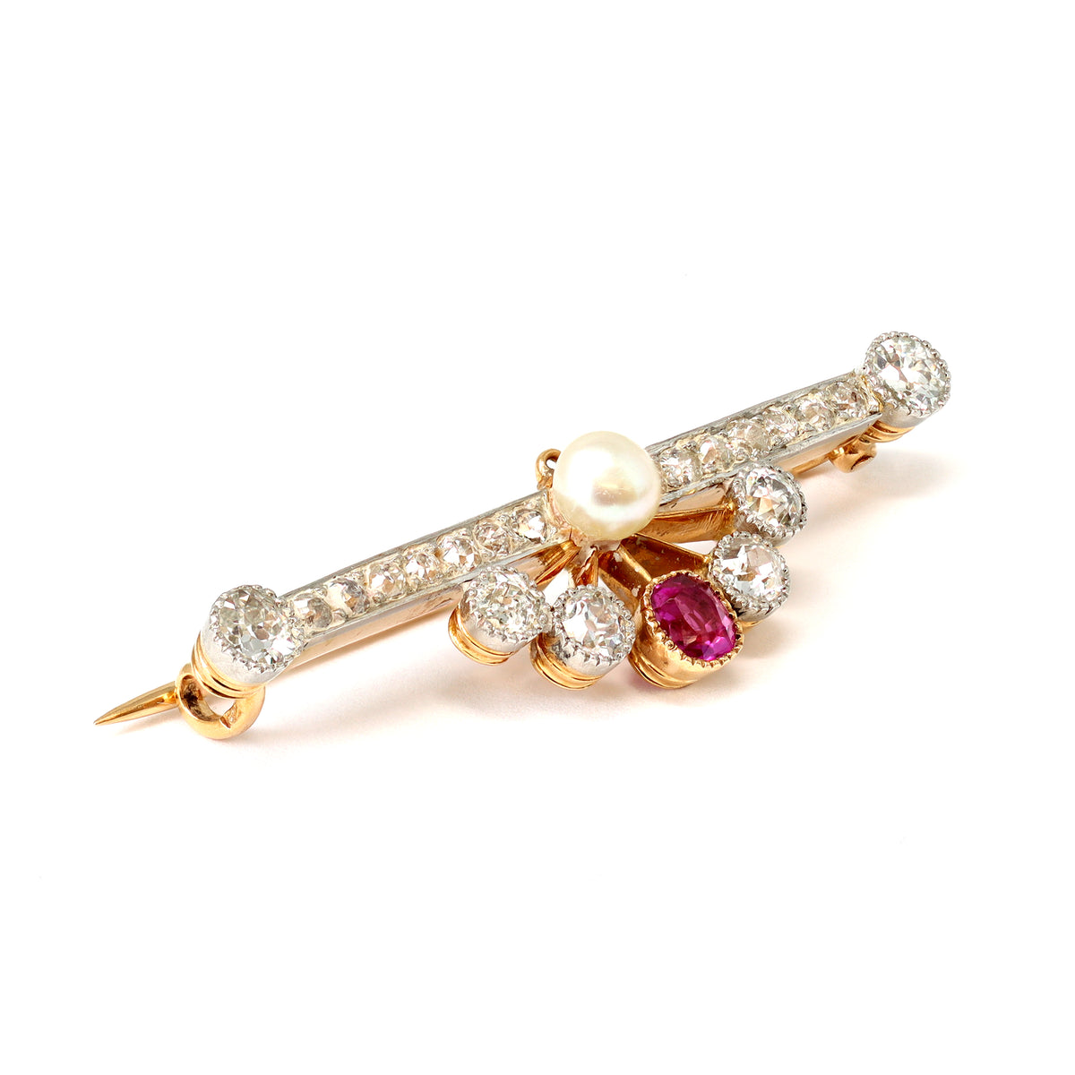 Victorian-14-karat-yellow-gold-diamond-ruby-and-pearl-brooch-angle-view-2000x2000