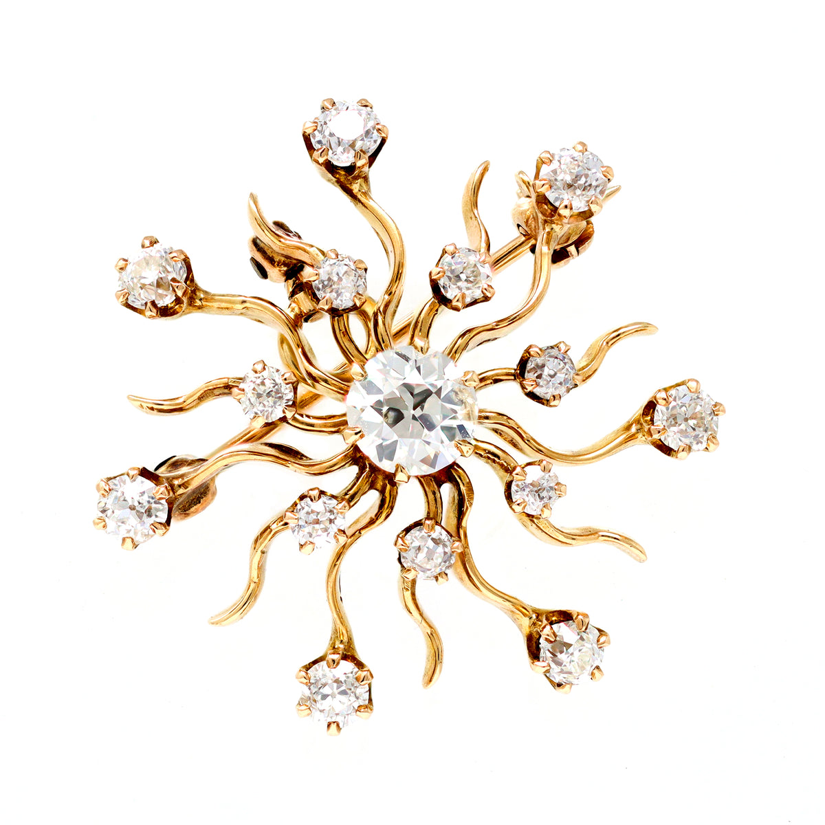 Victorian-diamond-starburst-brooch-and-pendant-set-in-14-karat-yellow-gold-front-view-2000x2000