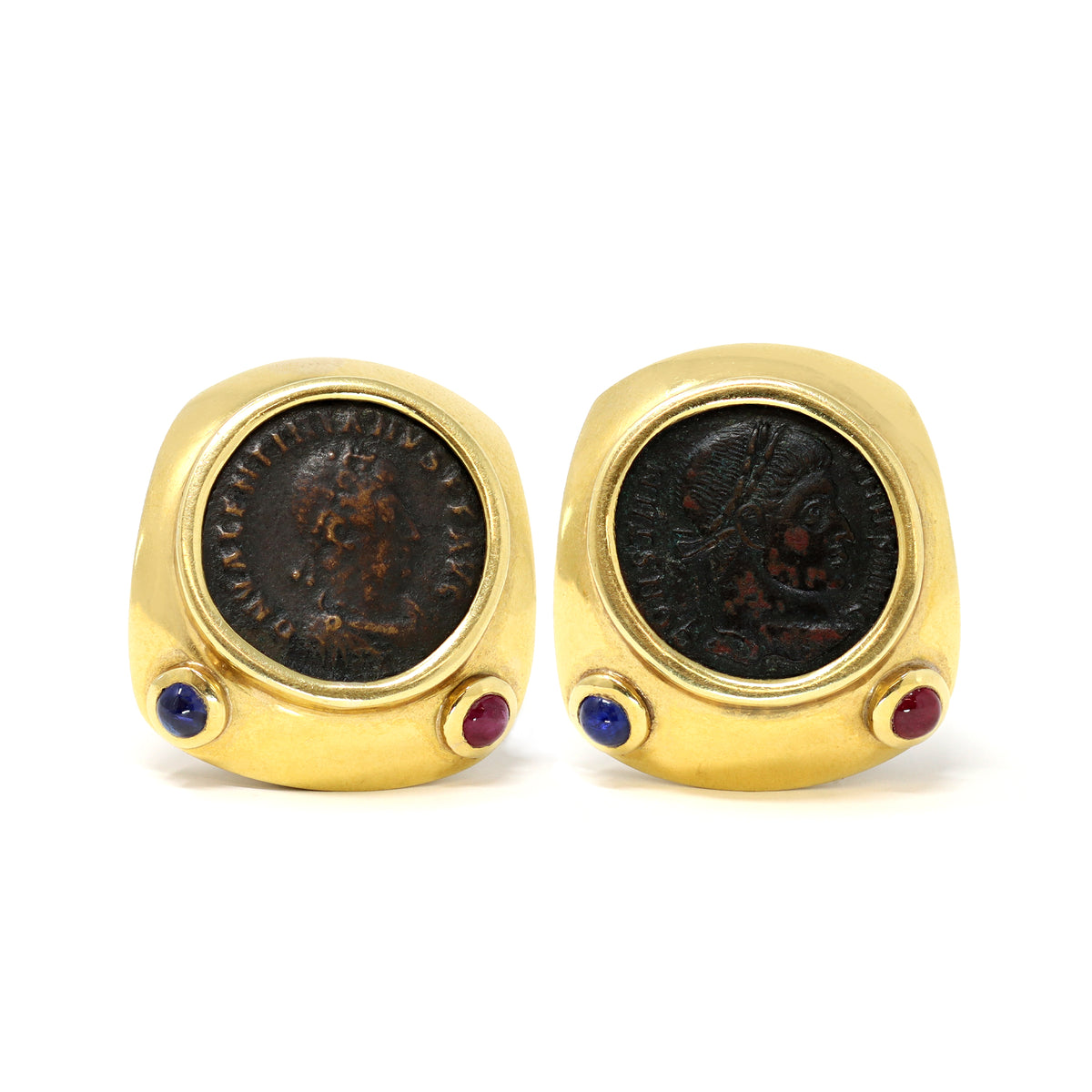 Ancient Roman Coins 18K Yellow Gold Clip-on Earrings