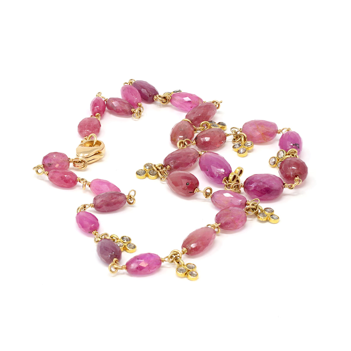 Rosaria Varra Pink Sapphire Bead and Diamond Necklace random view